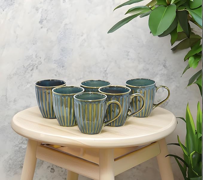 Cup'n'Crock Premium Ceramic Coffee Mugs - Set of 6, 300 ML