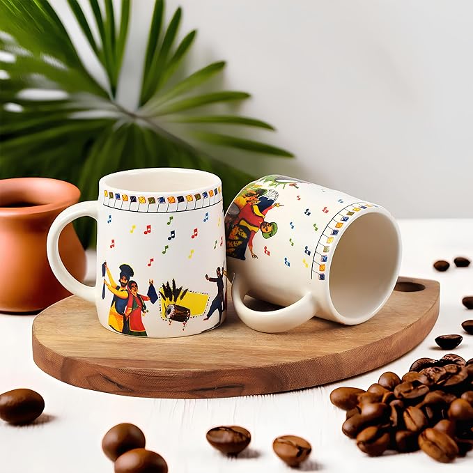 Cup'n'Crock Ceramic Tea/Coffee Mugs (Antique Printed Mug Set of 4)