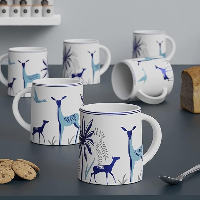 Cup'n'Crock Ceramic Tea/Coffee Mugs (Blue Deer Mug Set of 6)