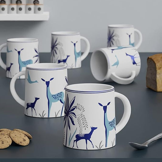 Cup'n'Crock Ceramic Tea/Coffee Mugs (Blue Deer Mug Set of 6)