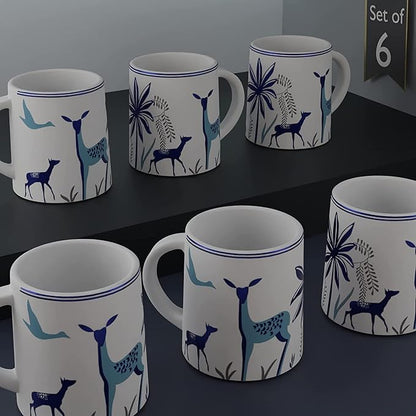 Cup'n'Crock Ceramic Tea/Coffee Mugs (Blue Deer Mug Set of 6)