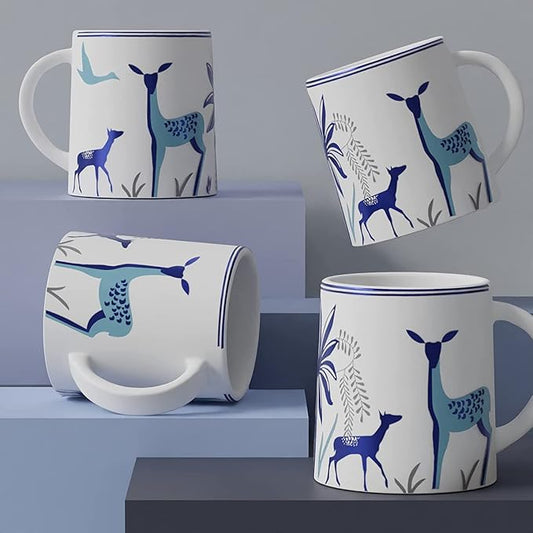 Cup'n'Crock Ceramic Tea/Coffee Mugs (Blue Deer Mug Set of 4)