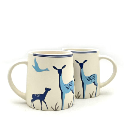 Cup'n'Crock Ceramic Tea/Coffee Mugs (Blue Deer Mug Set of 2)