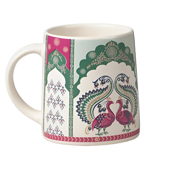 Cup'n'Crock Ceramic Tea/Coffee Mugs (Peacock Design Set of 4 Pcs)