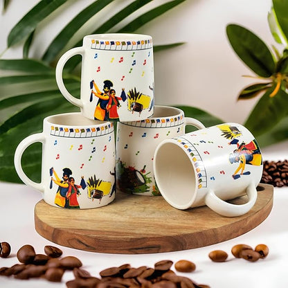 Cup'n'Crock Ceramic Tea/Coffee Mugs (Antique Printed Mug Set of 4)