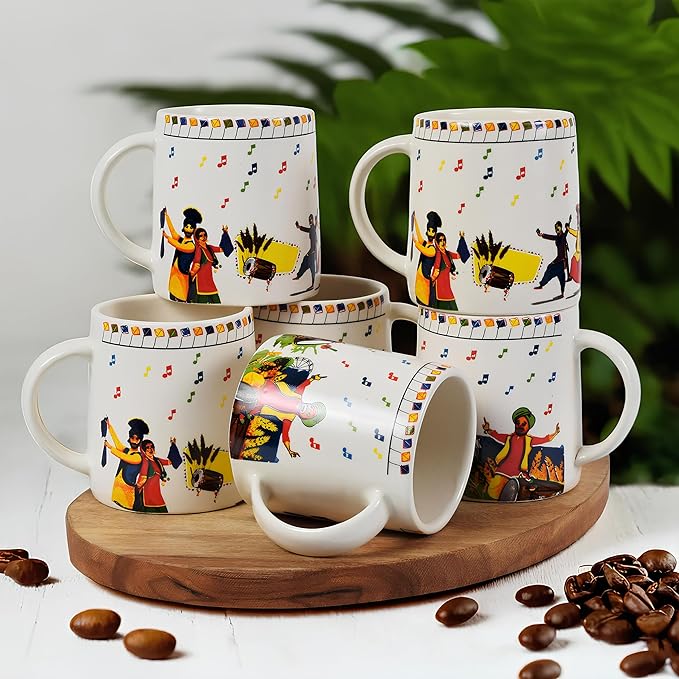 Cup'n'Crock Ceramic Tea/Coffee Mugs (Antique Printed Mug Set of 6)