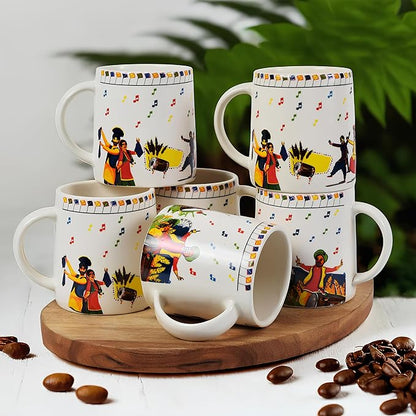 Cup'n'Crock Ceramic Tea/Coffee Mugs (Antique Printed Mug Set of 6)